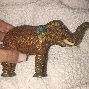Antique handmade and decorated brass base elephant